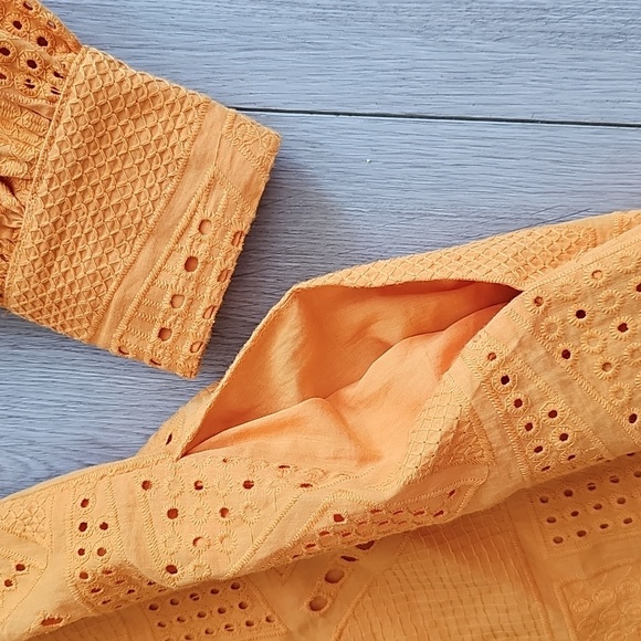 YAS Yasado Boho Alt Button Longsleeve Eyelet Collared Shirt Dress, Medium - Picture 15 of 16